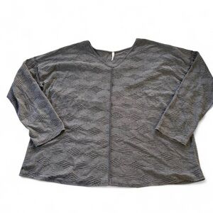 Hesed Textured Geometric Diamond Long Sleeve Top Women’s Plus 3X Southwestern